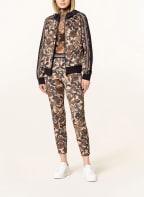 MARC CAIN Bomber jacket with tuxedo stripes and glitter thread, Color: 623 light brown (Image 1)