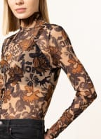 MARC CAIN Turtleneck shirt made of mesh, Color: 623 light brown (Image 1)