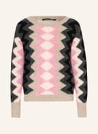 LUISA CERANO Pullover mit Alpaka , Farbe: BEIGE/ DUNKELGRAU/ ROSA (Bild 1)
