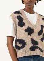 LUISA CERANO Pullunder mit Alpaka, Farbe: BEIGE/ SCHWARZ (Bild 1)