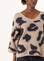 LUISA CERANO Pullover mit Alpaka, Farbe: BEIGE/ SCHWARZ (Bild 1)