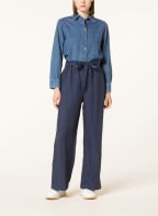 POLO RALPH LAUREN Wide leg trousers made of linen, Color: DARK BLUE (Image 1)