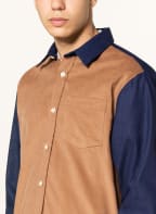 forét Hemd Regular Fit im Materialmix , Farbe: DUNKELBLAU/ HELLBRAUN (Bild 1)