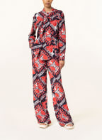 VALENTINO Wide leg trousers made of silk, Color: RED/ DARK BLUE/ WHITE (Image 1)
