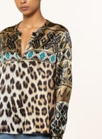 Grace Blusenshirt aus Seide, Farbe: BEIGE/ DUNKELBRAUN/ ECRU (Bild 1)