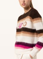 LIU JO Pullover mit Alpaka, Farbe: DUNKELBRAUN/ BEIGE/ FUCHSIA (Bild 1)