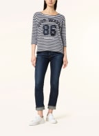 monari Shirt mit 3/4-Arm und Schmucksteinen, Farbe: WEISS/ DUNKELBLAU (Bild 1)