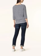 monari Shirt mit 3/4-Arm und Schmucksteinen, Farbe: WEISS/ DUNKELBLAU (Bild 1)