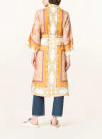 maje Leinen-Kimono VOQUILLAGE mit 3/4-Arm, Farbe: WEISS/ ORANGE/ PINK (Bild 1)