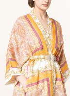 maje Leinen-Kimono VOQUILLAGE mit 3/4-Arm, Farbe: WEISS/ ORANGE/ PINK (Bild 1)