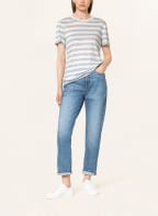 BOSS Strickshirt ENELL aus Leinen , Farbe: WEISS/ HELLBLAU (Bild 1)