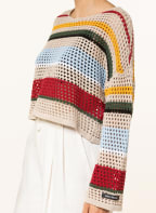 DAILY PAPER Cropped-Pullover REKWARA, Farbe: CAMEL/ HELLBLAU/ DUNKELROT (Bild 1)