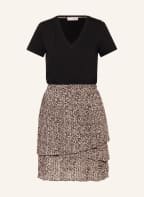 LIU JO Dress with pleats and decorative gems , Color: BLACK/ TAUPE/ BROWN (Image 1)