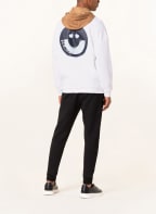 BOSS Sweatjacke SAGGYART mit abnehmbarer Kapuze, Farbe: WEISS/ COGNAC (Bild 1)