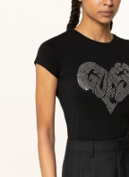 GUESS T-shirt HEART R3 with decorative gems, Color: BLACK (Image 1)