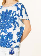 oui Blusenshirt, Farbe: WEISS/ BLAU (Bild 1)