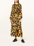 MARC CAIN Satinkleid mit Plissees, Farbe: 436 saffron yellow (Bild 1)