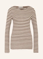 Marc O'Polo Long sleeve shirt, Color: DARK BROWN/ WHITE (Image 1)