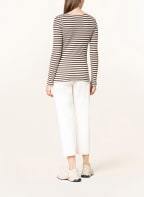 Marc O'Polo Long sleeve shirt, Color: DARK BROWN/ WHITE (Image 1)