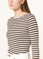 Marc O'Polo Long sleeve shirt, Color: DARK BROWN/ WHITE (Image 1)
