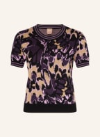 BOSS Strickshirt FOSLO aus Merinowolle, Farbe: SCHWARZ/ DUNKELLILA/ BEIGE (Bild 1)