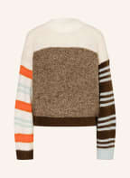 Marc O'Polo Oversized sweater, Color: WHITE/ DARK BROWN/ ORANGE (Image 1)