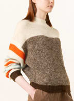 Marc O'Polo Oversized sweater, Color: WHITE/ DARK BROWN/ ORANGE (Image 1)