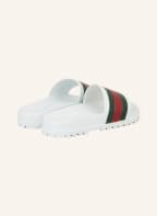 GUCCI Pantoletten, Farbe: WEISS/ DUNKELGRÜN/ ROT (Bild 1)