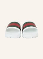 GUCCI Pantoletten, Farbe: WEISS/ DUNKELGRÜN/ ROT (Bild 1)