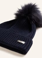 eisglut Beanie SHELLYL made of merino wool with faux fur, Color: DARK BLUE (Image 1)