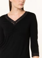 darling harbour Pajama shirt with 3/4 sleeve , Color: BLACK (Image 1)