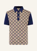 GUCCI Piqué polo shirt with silk, Color: BROWN/ DARK BLUE (Image 1)
