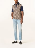 GUCCI Piqué polo shirt with silk, Color: BROWN/ DARK BLUE (Image 1)