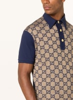 GUCCI Piqué polo shirt with silk, Color: BROWN/ DARK BLUE (Image 1)