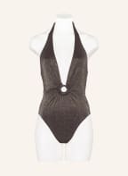 SEAFOLLY Neckholder-Badeanzug SEPIA PLUNGE mit Glitzergarn, Farbe: DUNKELBRAUN/ GOLD (Bild 1)