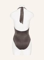 SEAFOLLY Neckholder-Badeanzug SEPIA PLUNGE mit Glitzergarn, Farbe: DUNKELBRAUN/ GOLD (Bild 1)
