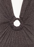 SEAFOLLY Neckholder-Badeanzug SEPIA PLUNGE mit Glitzergarn, Farbe: DUNKELBRAUN/ GOLD (Bild 1)