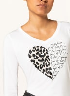 LIU JO Longsleeve mit Schmucksteinen, Farbe: WEISS/ SCHWARZ/ BEIGE (Bild 1)