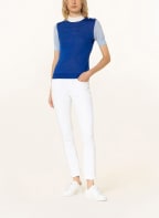 BOSS Kurzarm-Pullover FIVIDA, Farbe: BLAU/ HELLBLAU/ WEISS (Bild 1)