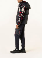 MONCLER Down jacket THYMELEE in mixed materials with removable hood, Color: DARK BLUE/ CREAM/ RED (Image 1)