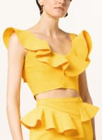 Alexander McQUEEN Cropped knit top with frills, Color: YELLOW (Image 1)