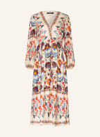 Ana Alcazar Dress with silk and 3/4 sleeves, Color: CREAM/ BLUE/ BROWN (Image 1)