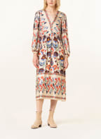 Ana Alcazar Dress with silk and 3/4 sleeves, Color: CREAM/ BLUE/ BROWN (Image 1)