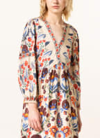 Ana Alcazar Dress with silk and 3/4 sleeves, Color: CREAM/ BLUE/ BROWN (Image 1)