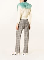 GUCCI Strickjacke mit Cashmere abnehmbarem Kunstfell, Farbe: TÜRKIS/ ECRU (Bild 1)
