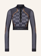 GUCCI Cropped half-zip sweater, Color: DARK BLUE/ NEON ORANGE (Image 1)