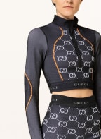 GUCCI Cropped half-zip sweater, Color: DARK BLUE/ NEON ORANGE (Image 1)