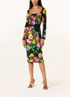 DOLCE & GABBANA Cocktailkleid aus Seide, Farbe: SCHWARZ/ DUNKELGELB/ PINK (Bild 1)