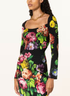 DOLCE & GABBANA Cocktailkleid aus Seide, Farbe: SCHWARZ/ DUNKELGELB/ PINK (Bild 1)