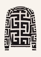 BALMAIN Sweater with merino wool and linen, Color: BLACK/ CREAM (Image 1)